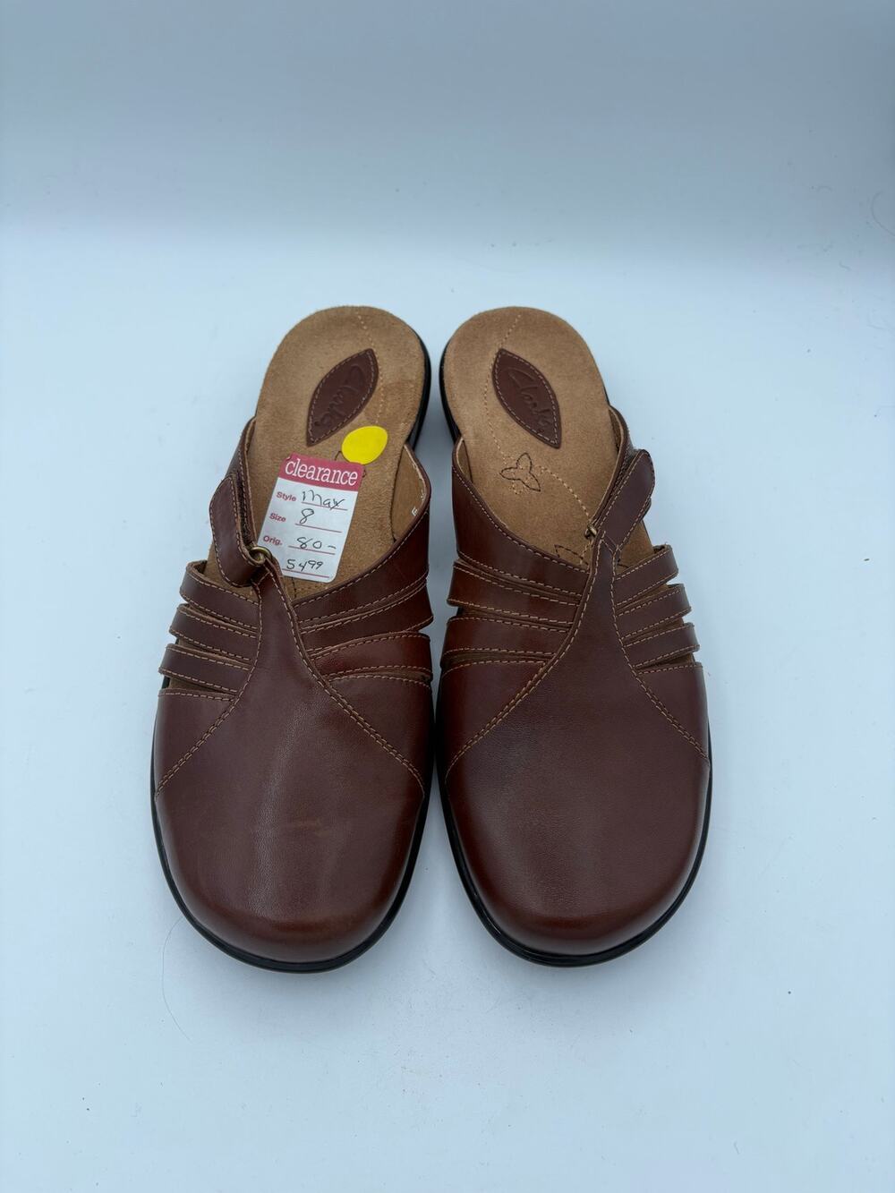 Women’s Clark’s Size 8 Brown Leather Slip-On Sandals
